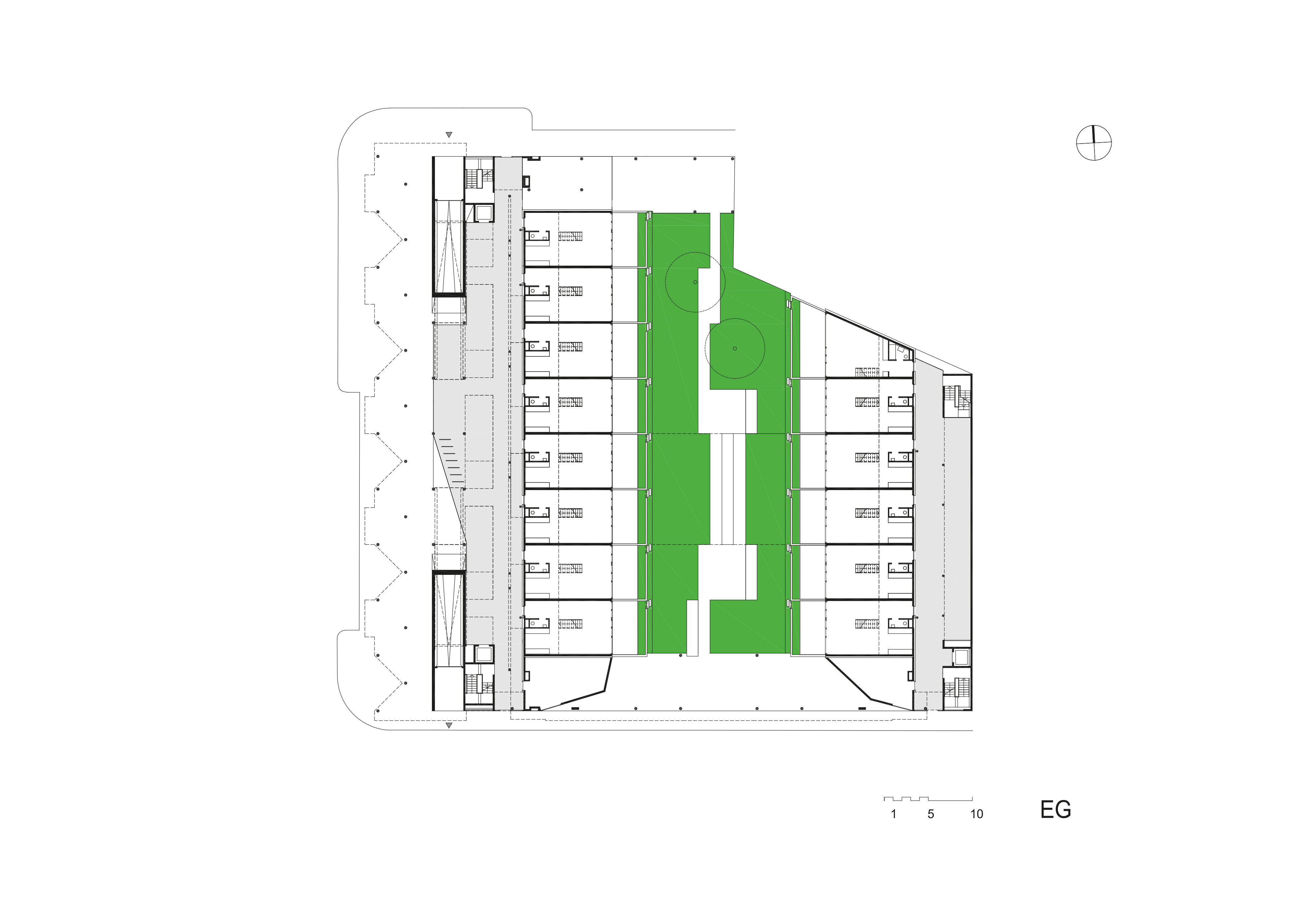 Grundriss EG Wohnhaus Tokiostrasse / Wien 22