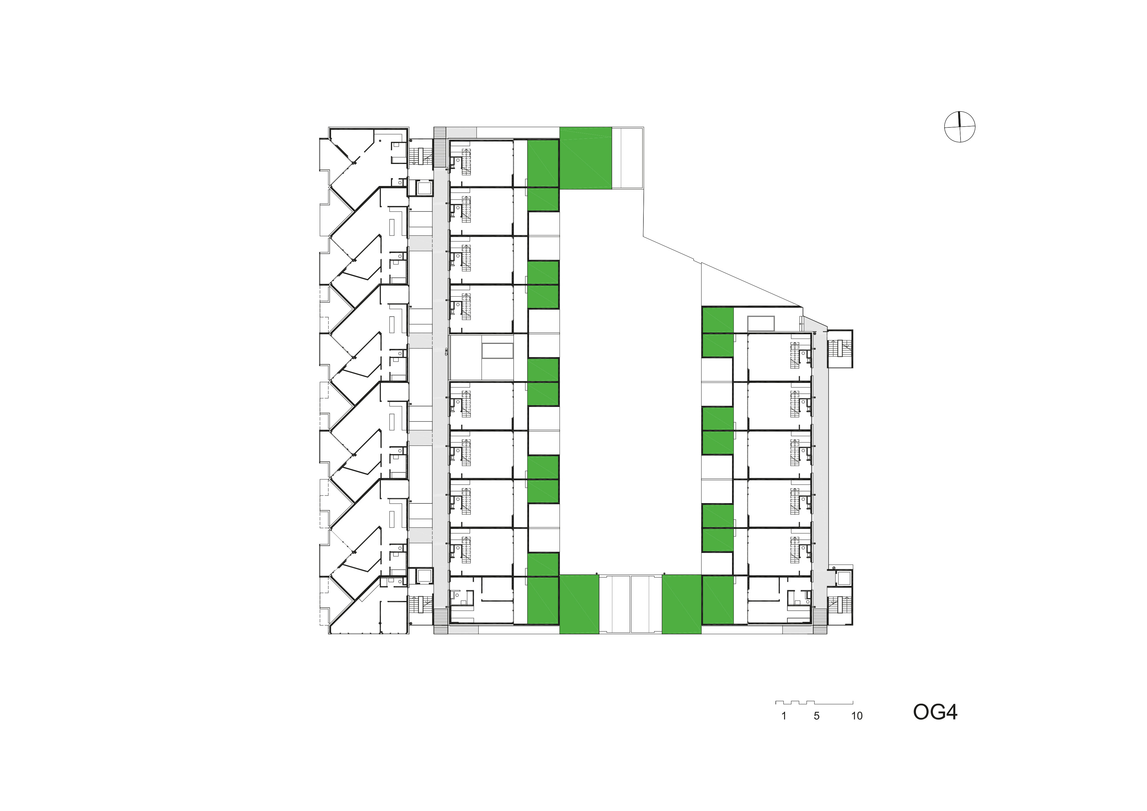 Grundriss OG4 Wohnhaus Tokiostrasse / Wien 22