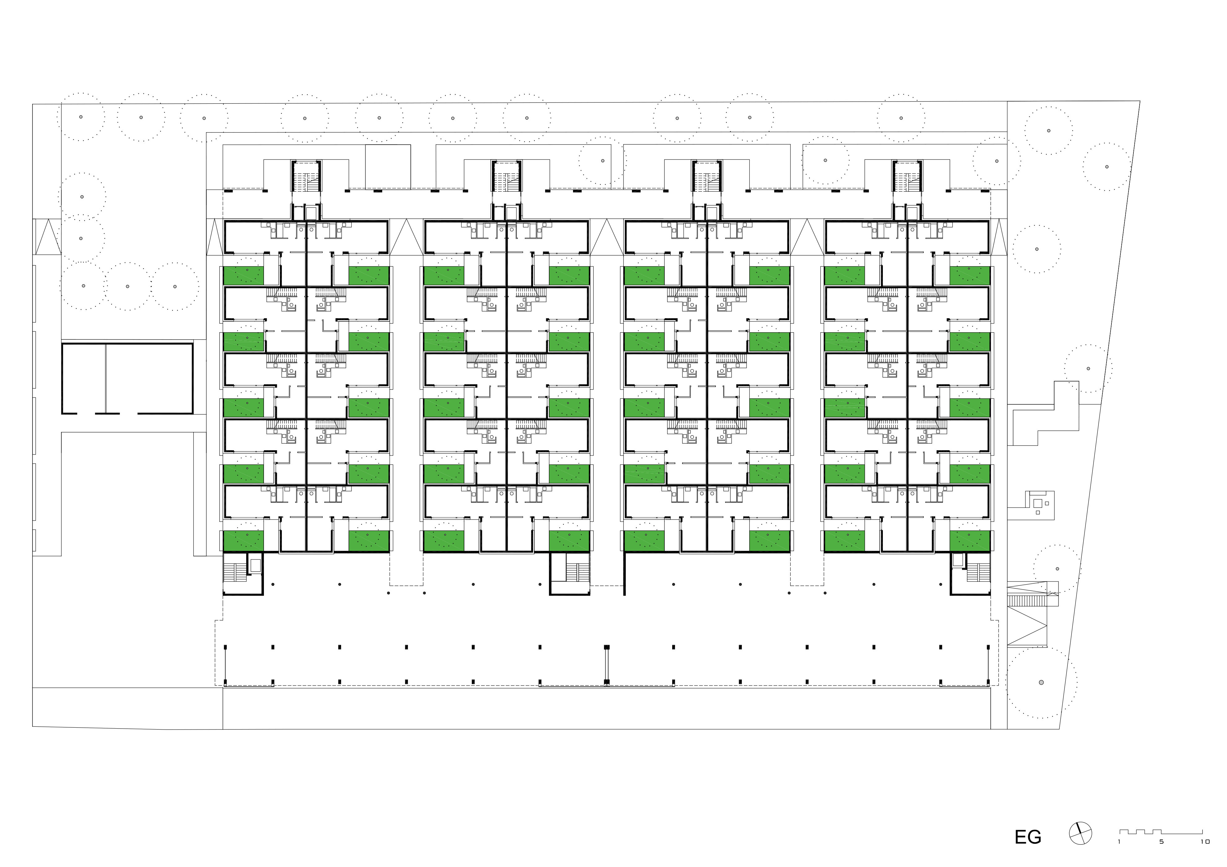 Grundriss EG Wohnbau Fritz-Kandl-Gasse / GPA / Wien 21