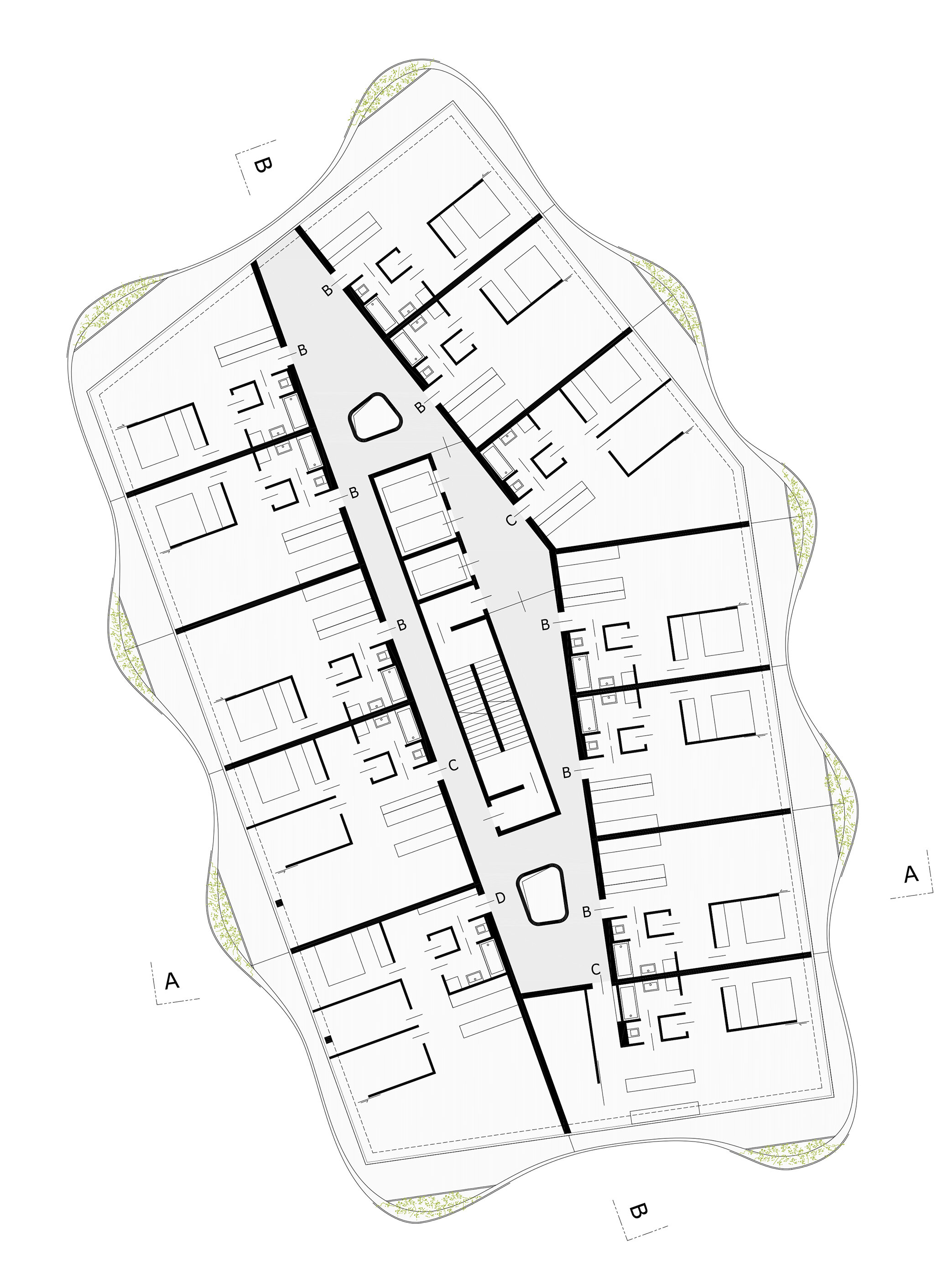 Grundriss2 Wohnhochhaus Nordbahnhof 6b1 / Wien 2