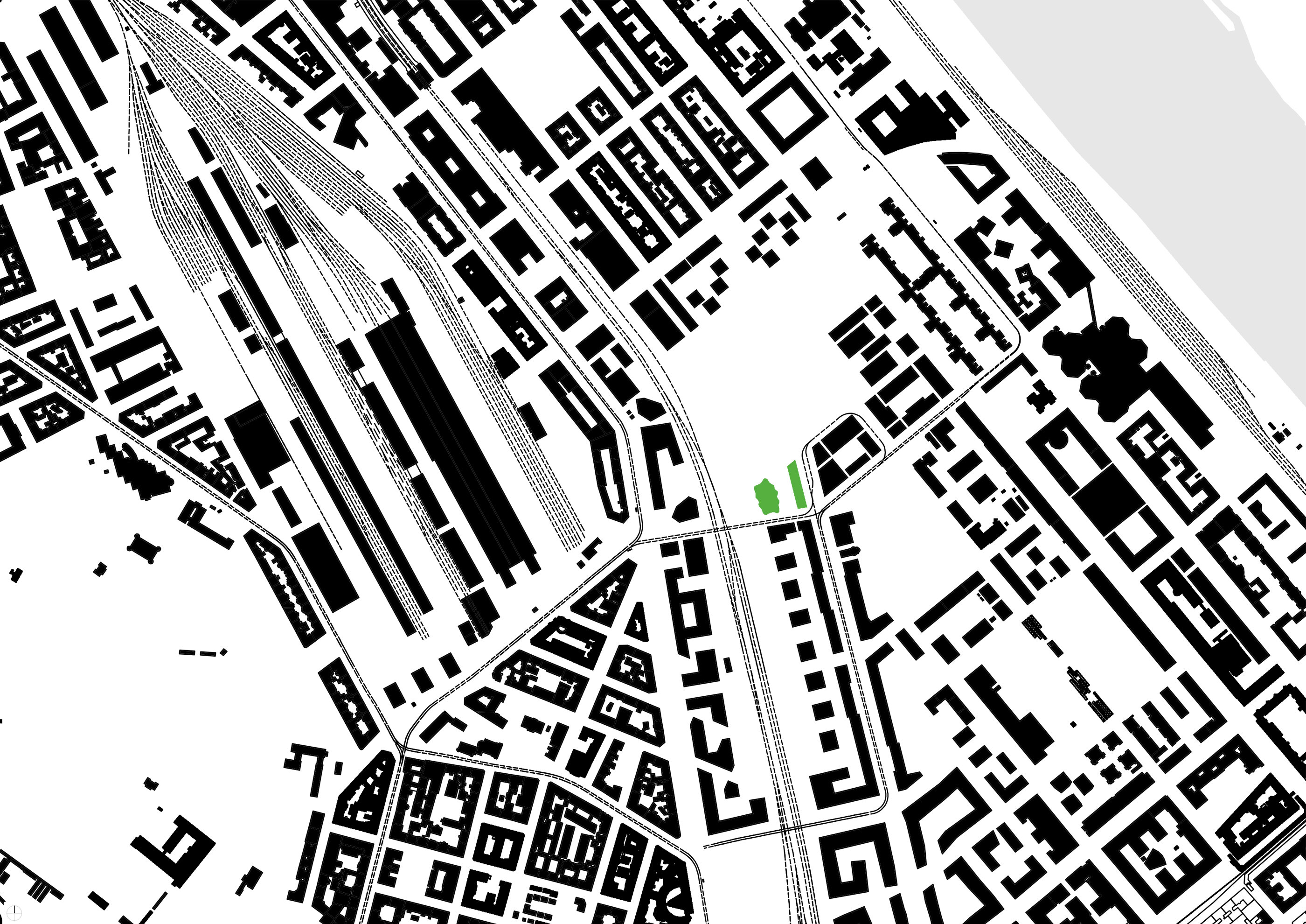 Schwarzplan Wohnhochhaus Nordbahnhof 6b1 / Wien 2