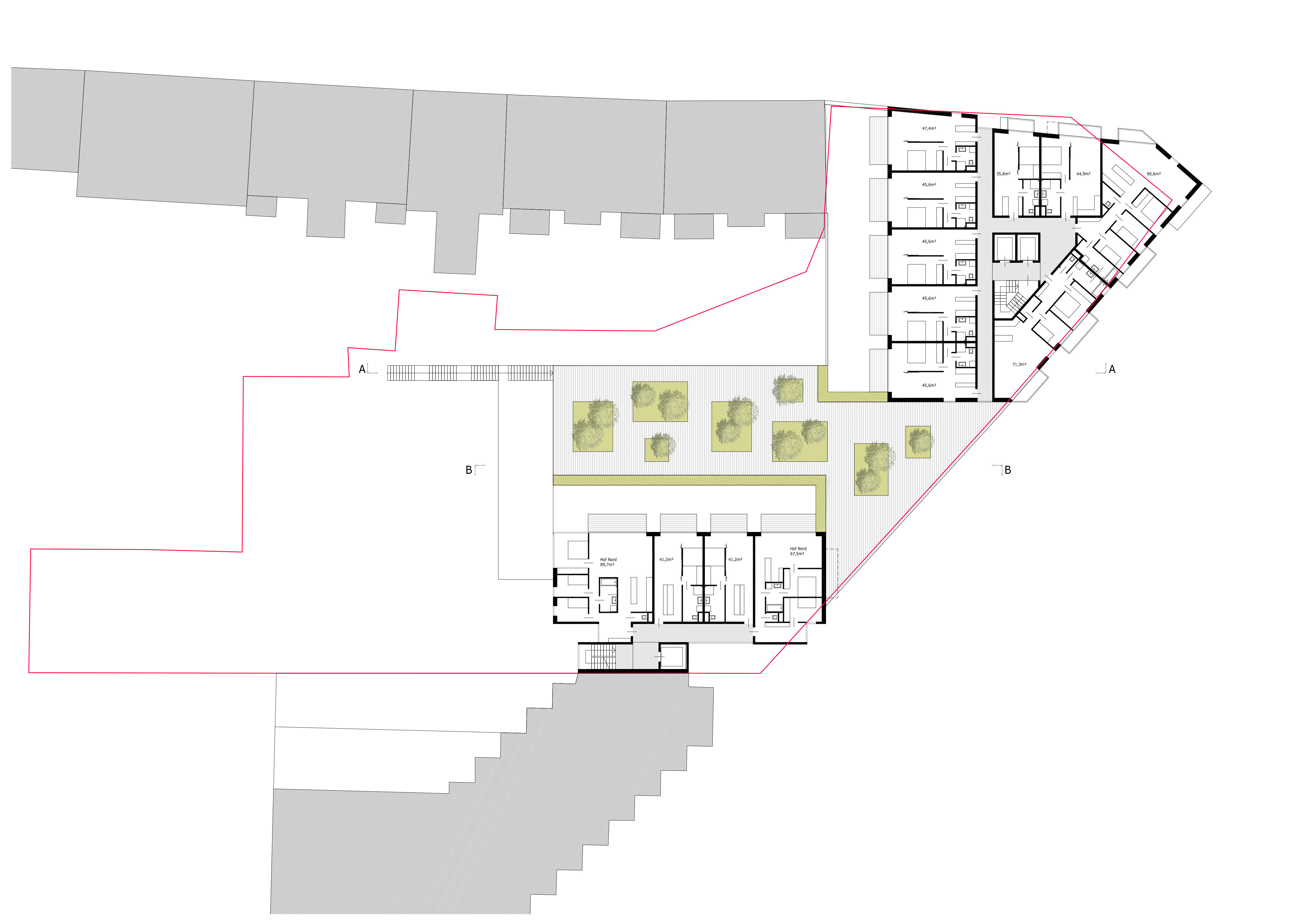 Grundriss OG2 Bebauung Amraserstraße - Pradlerstraße / Innsbruck / Tirol