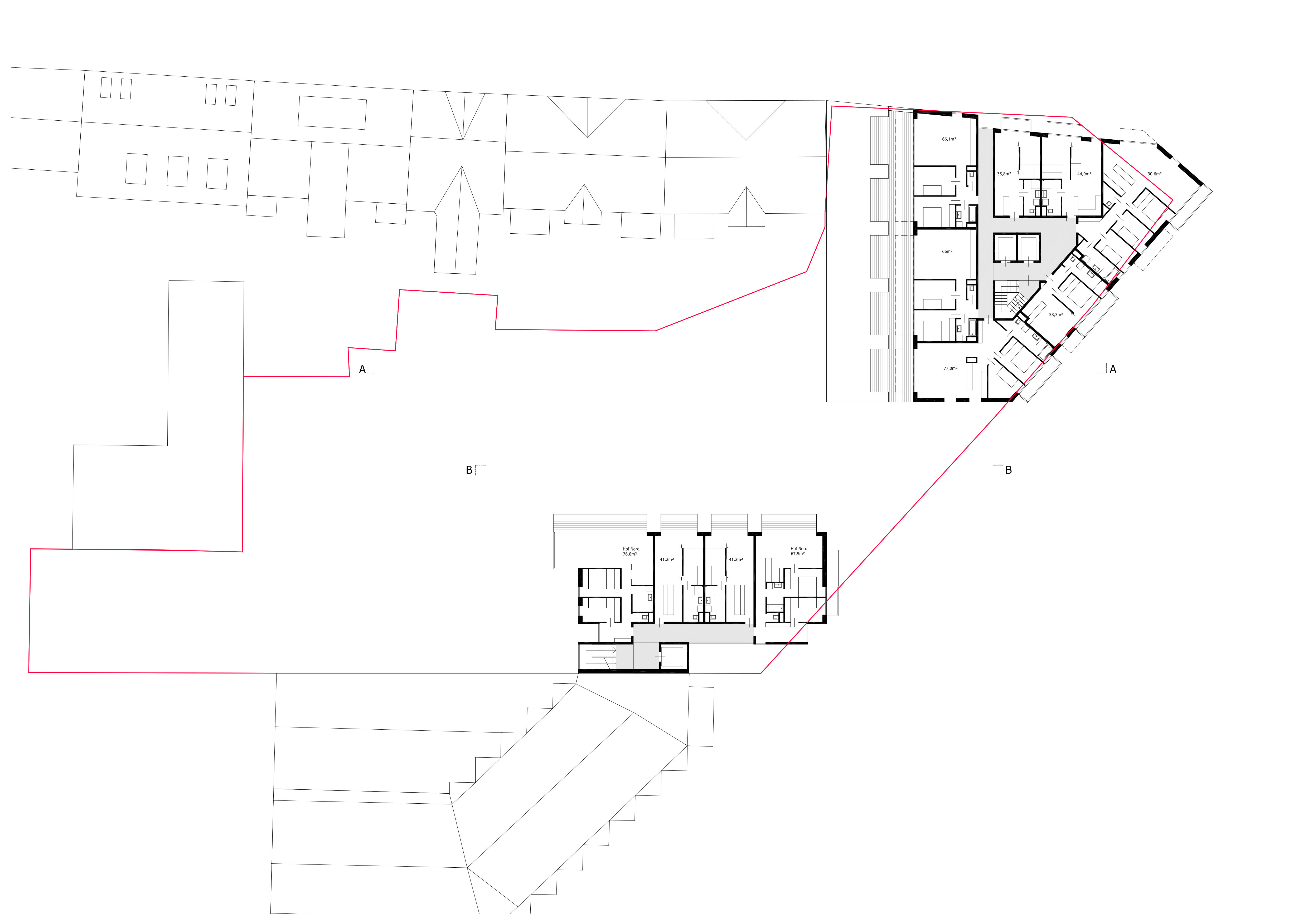 Grundriss OG5-7 Bebauung Amraserstraße - Pradlerstraße / Innsbruck / Tirol