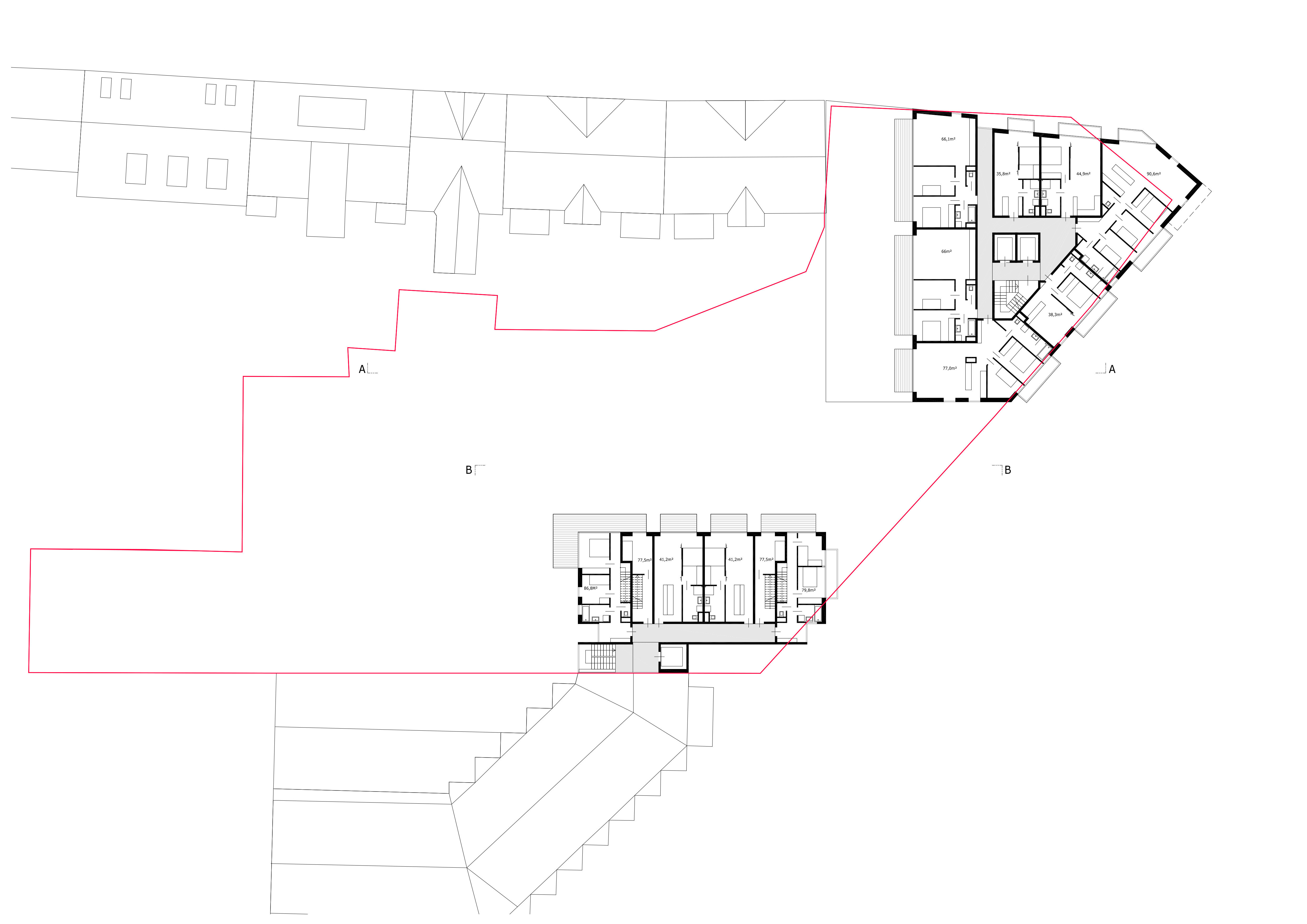 Grundriss OG8 Bebauung Amraserstraße - Pradlerstraße / Innsbruck / Tirol