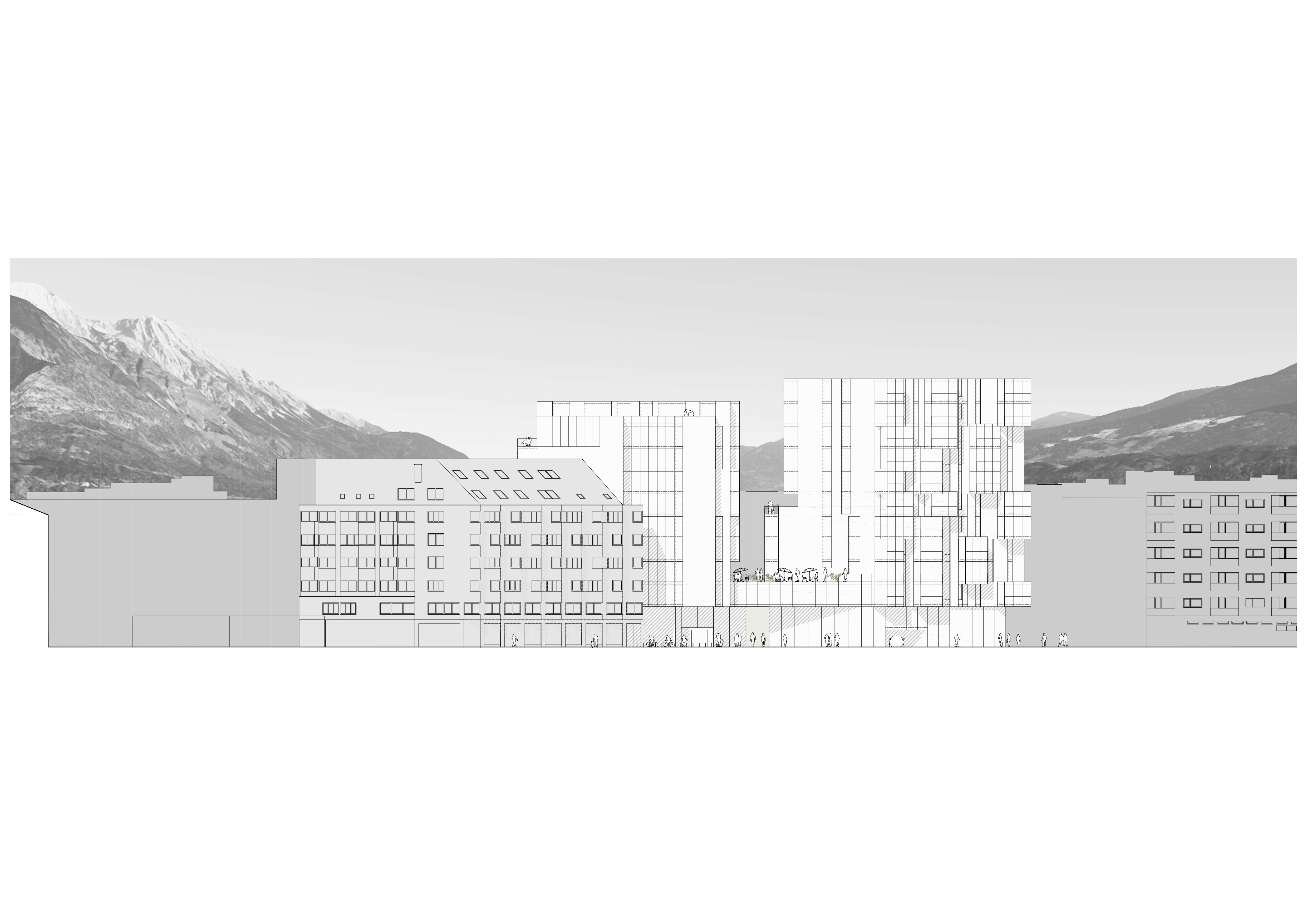 Ansicht West Bebauung Amraserstraße - Pradlerstraße / Innsbruck / Tirol