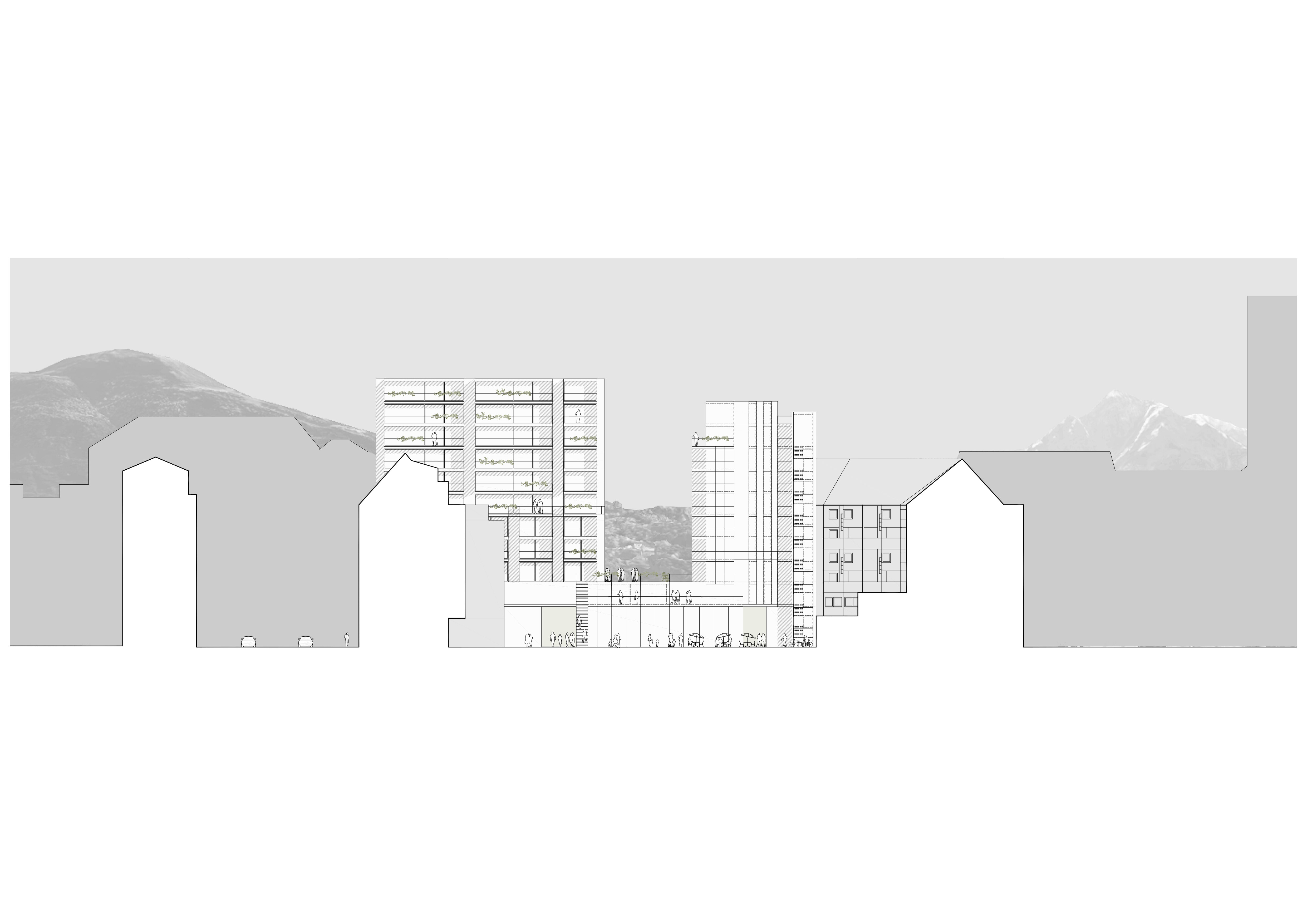 Ansicht Nord Bebauung Amraserstraße - Pradlerstraße / Innsbruck / Tirol