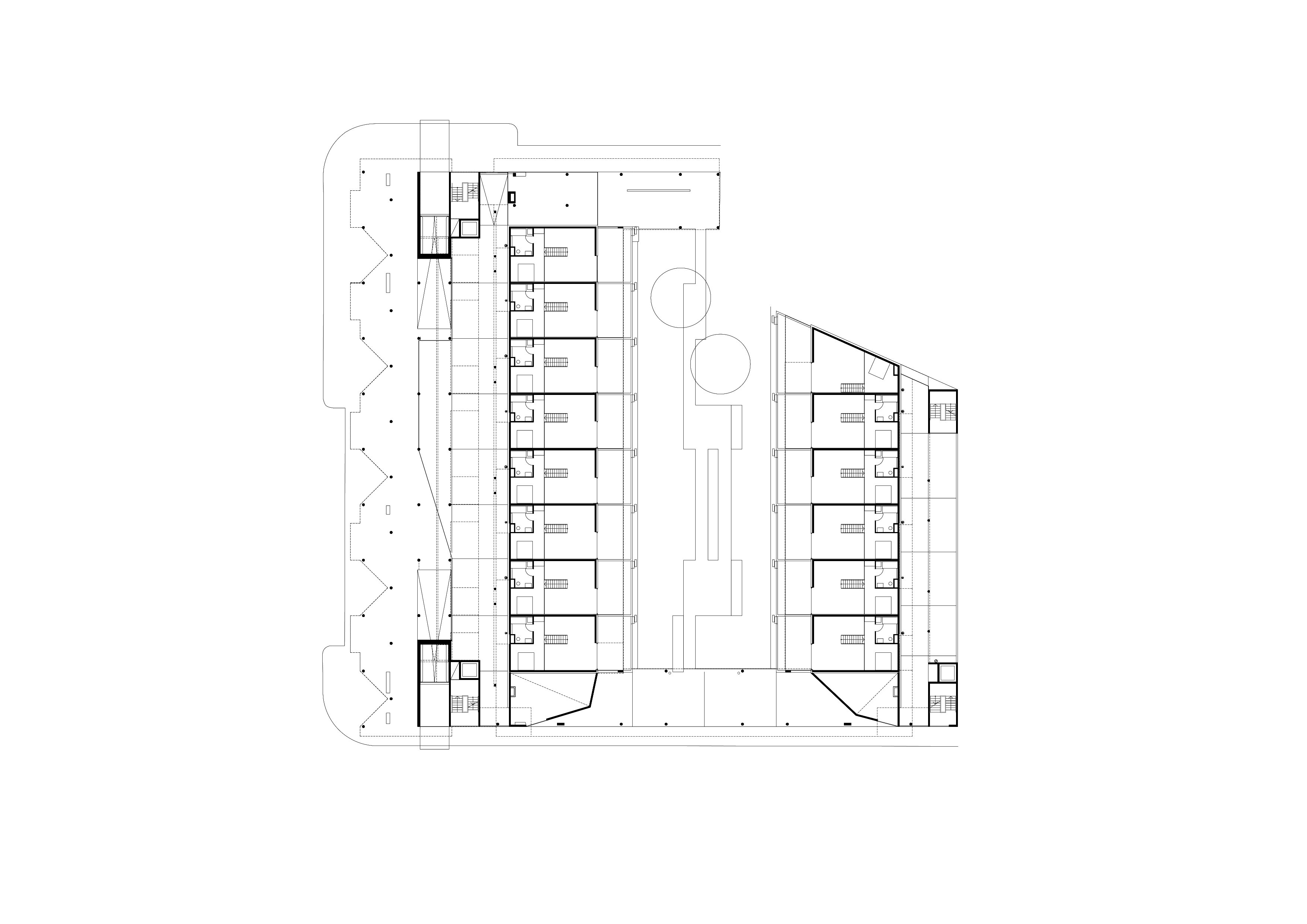 Grundriss OG1 Wohnhaus Tokiostrasse / Wien 22