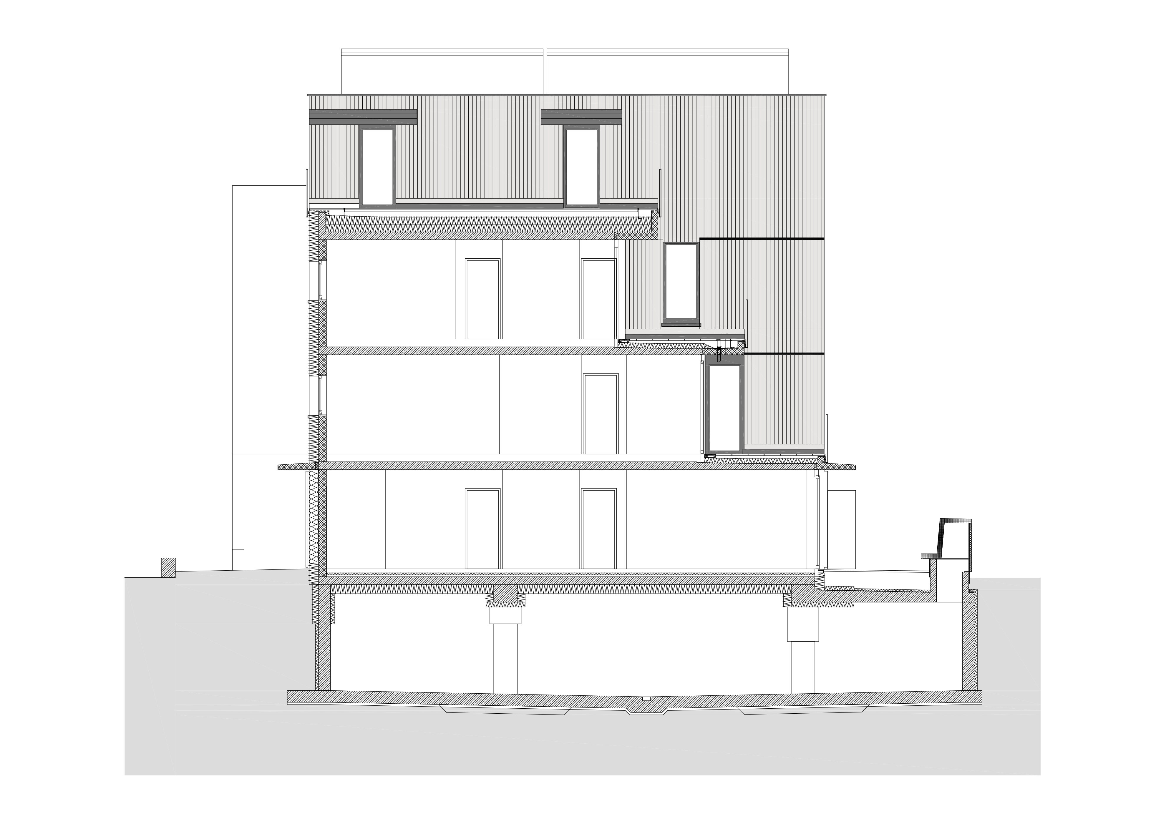 Schnittplan Wohnbau Saalachstraße / Salzburg
