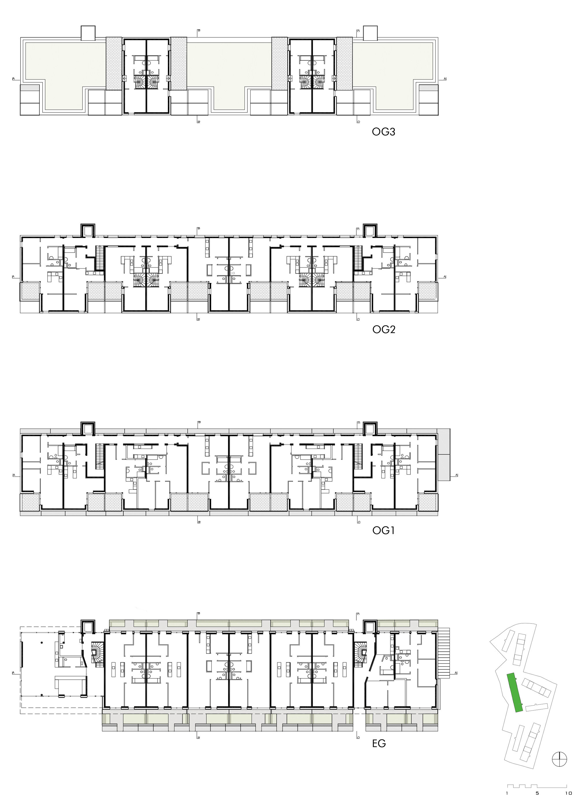 Grundrisse BT3 Wohnbau Saalachstraße / Salzburg