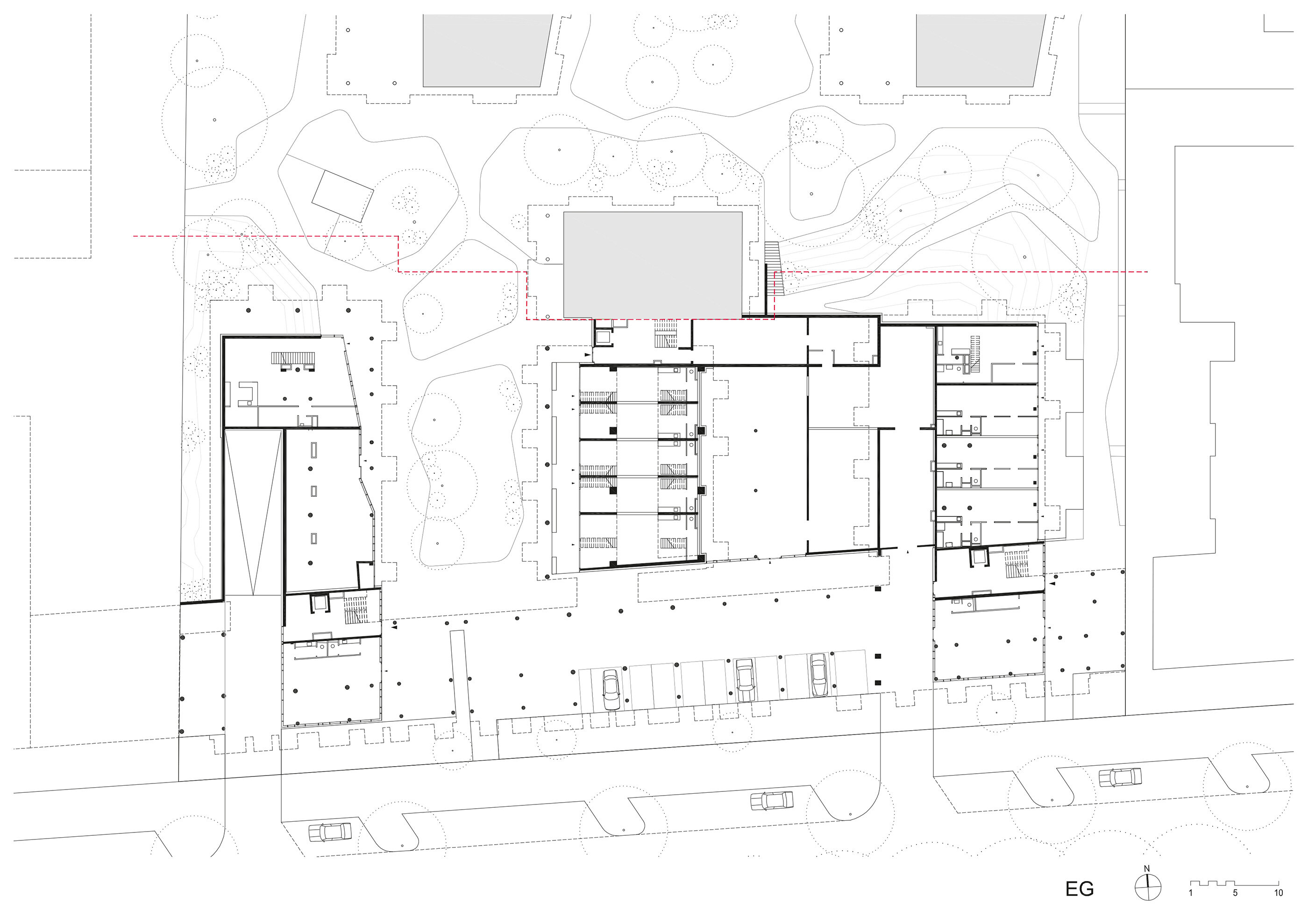 Grundriss EG Wohnbau in der Wiesen Süd / Wien 23