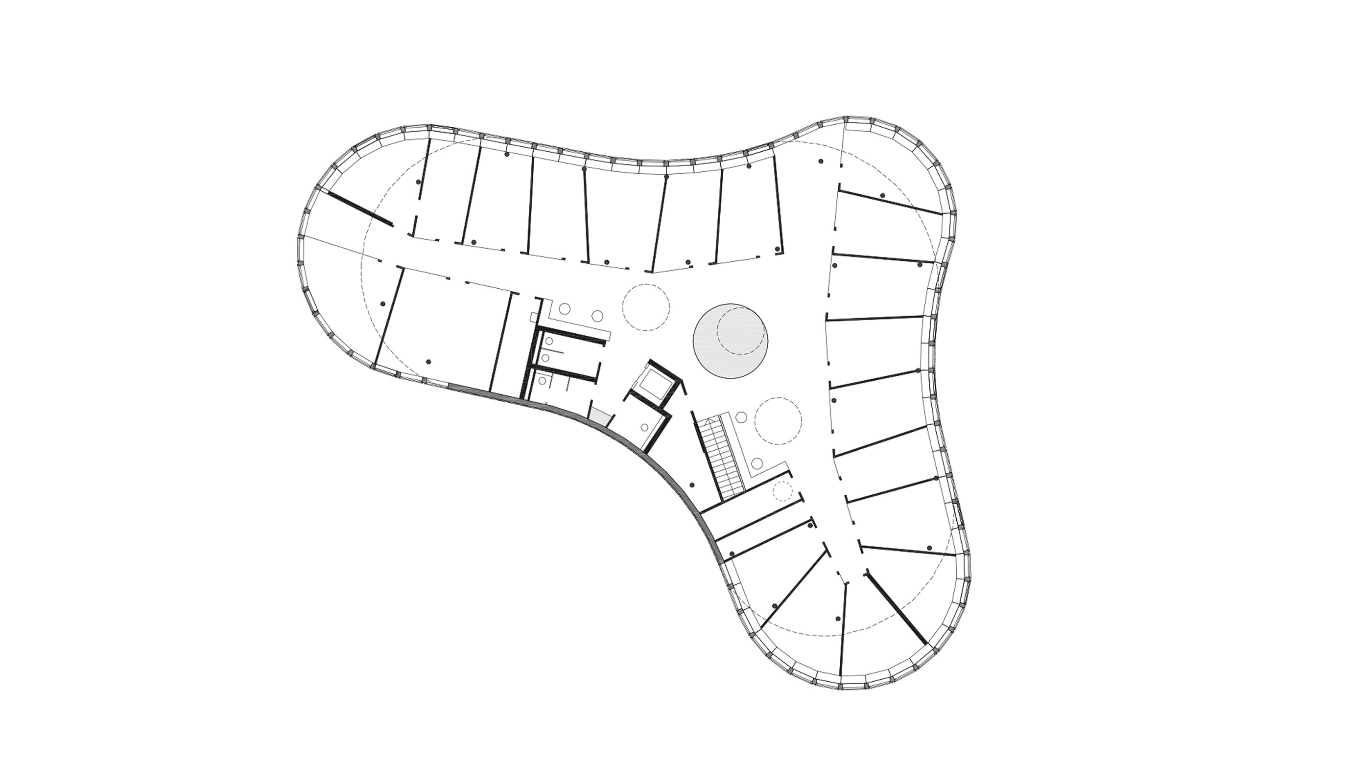 Grundriss OG1 Eingangspavillon SMZ Süd / Wien 10
