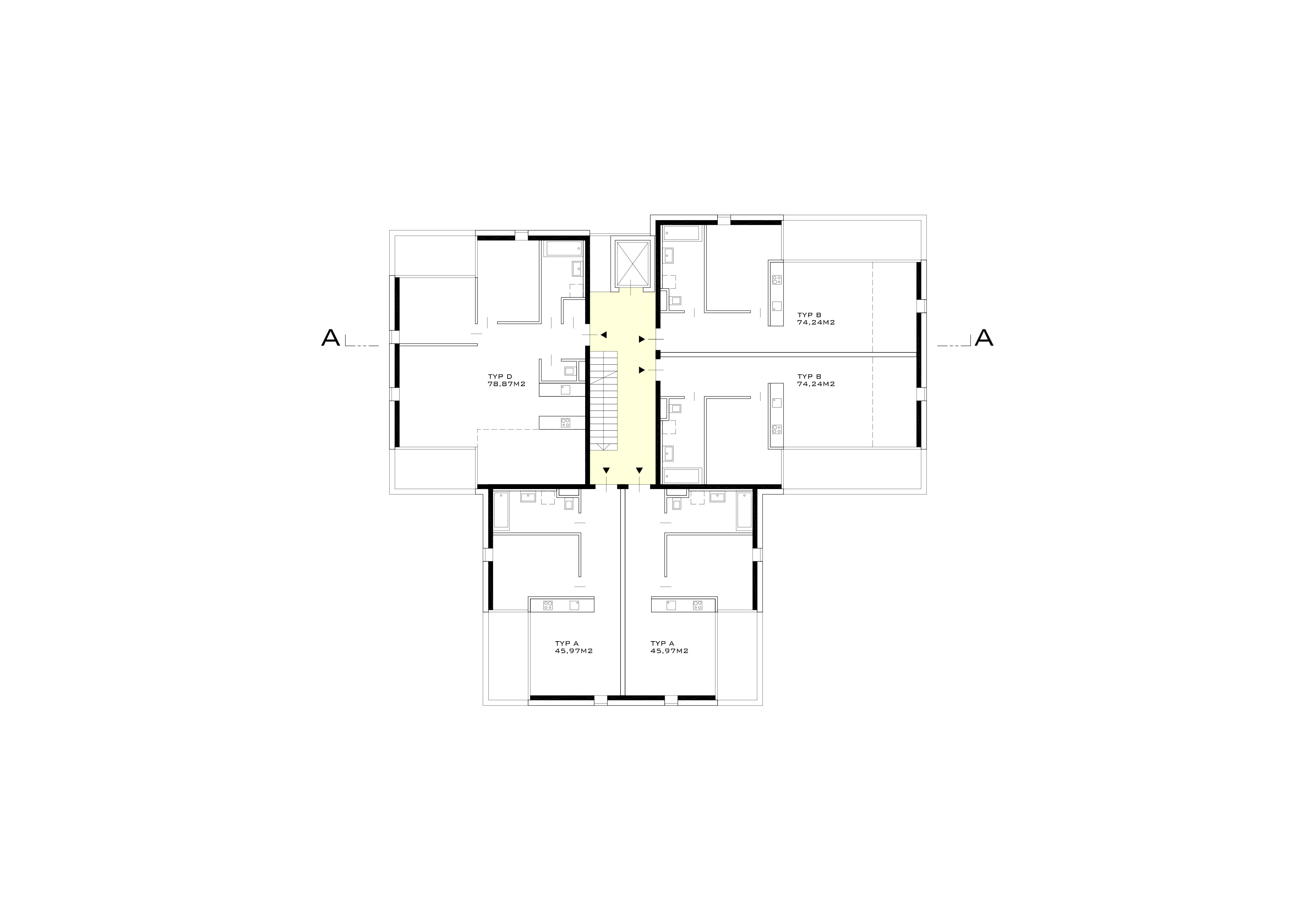 Grundriss OG 2-4 Innenhof Neue Heimat Tirol / Innsbruck / Tirol