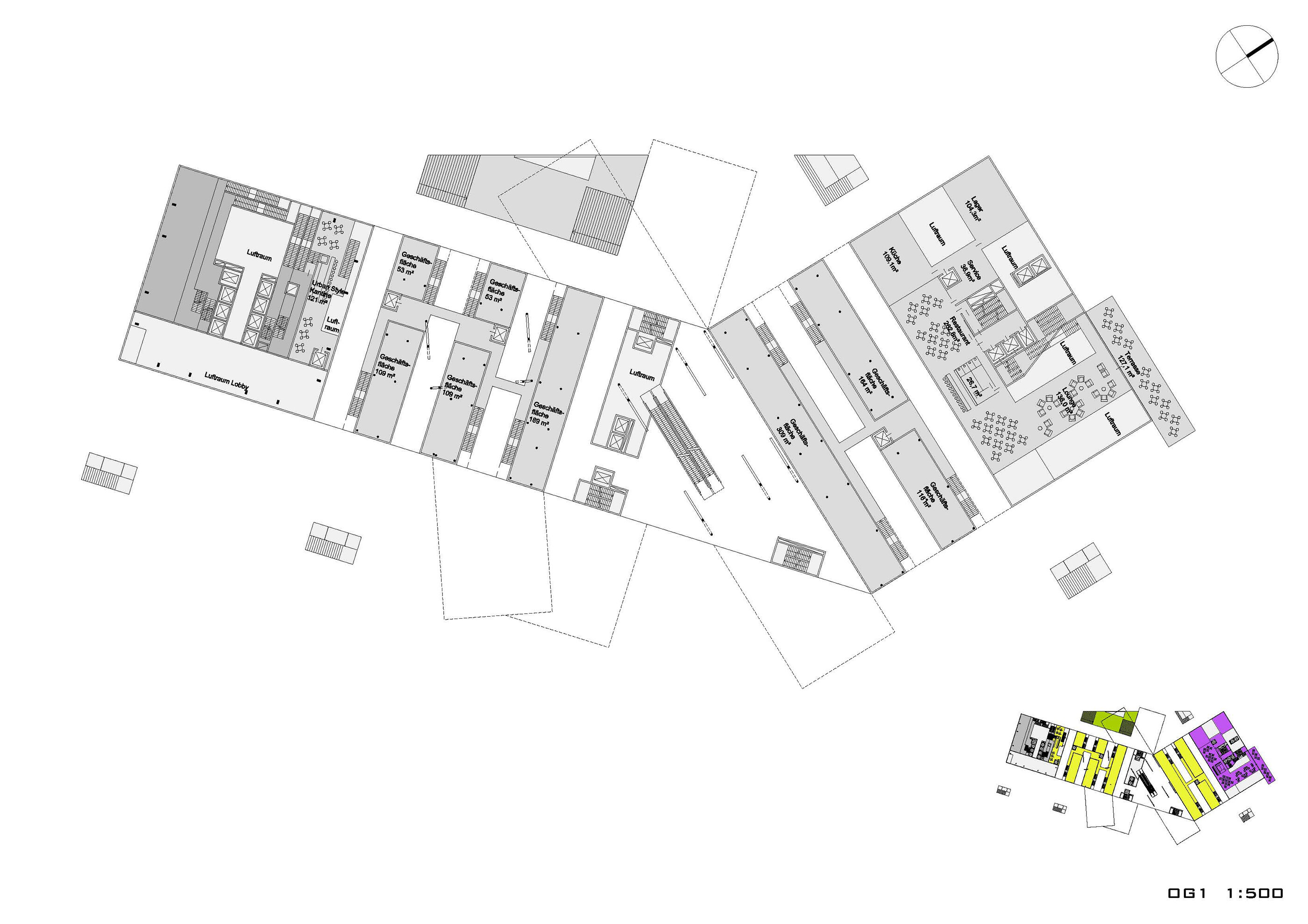 Grundriss OG1 Neues Zentrum Kagran / Wien 22