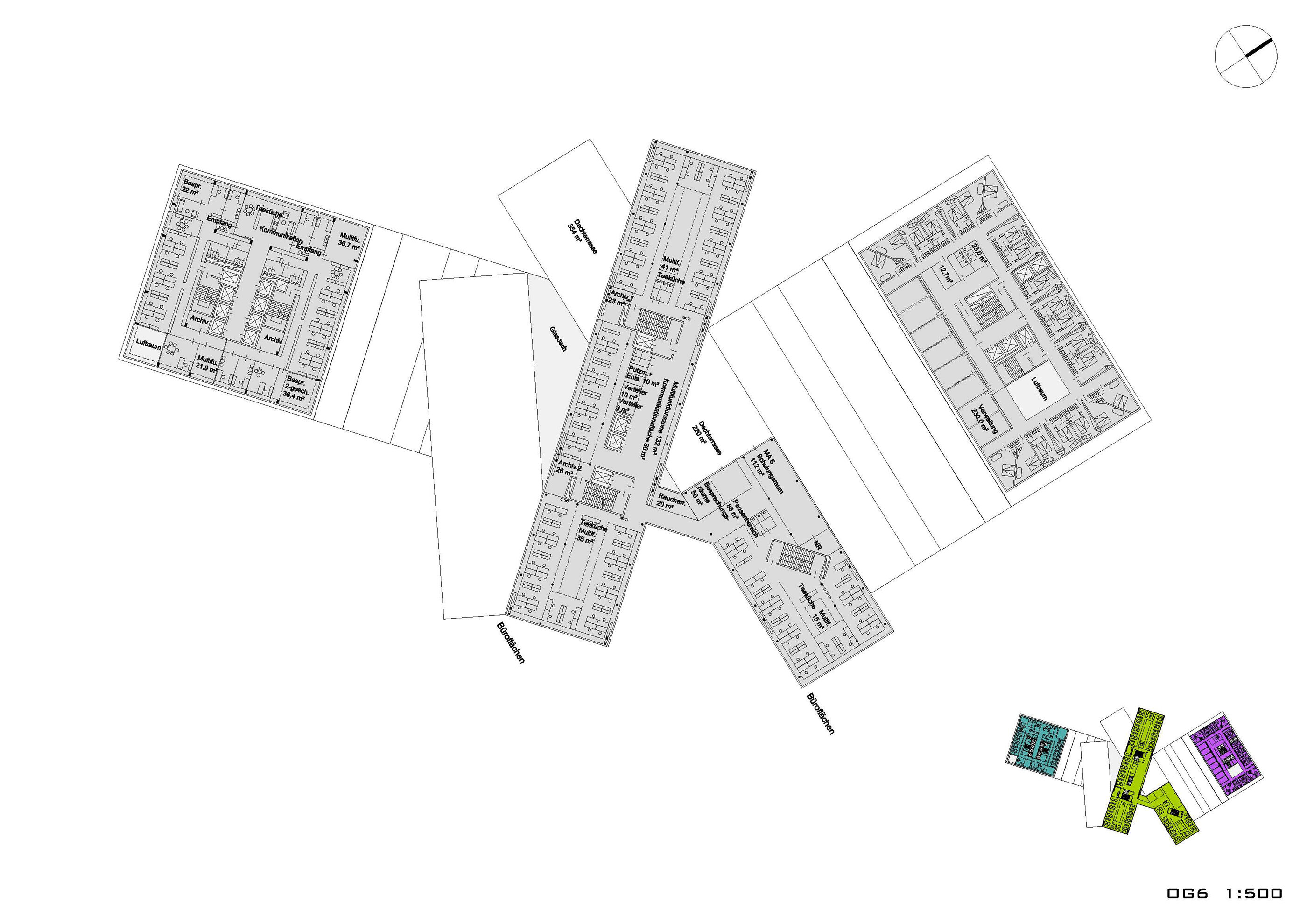 Grundriss OG6 Neues Zentrum Kagran / Wien 22