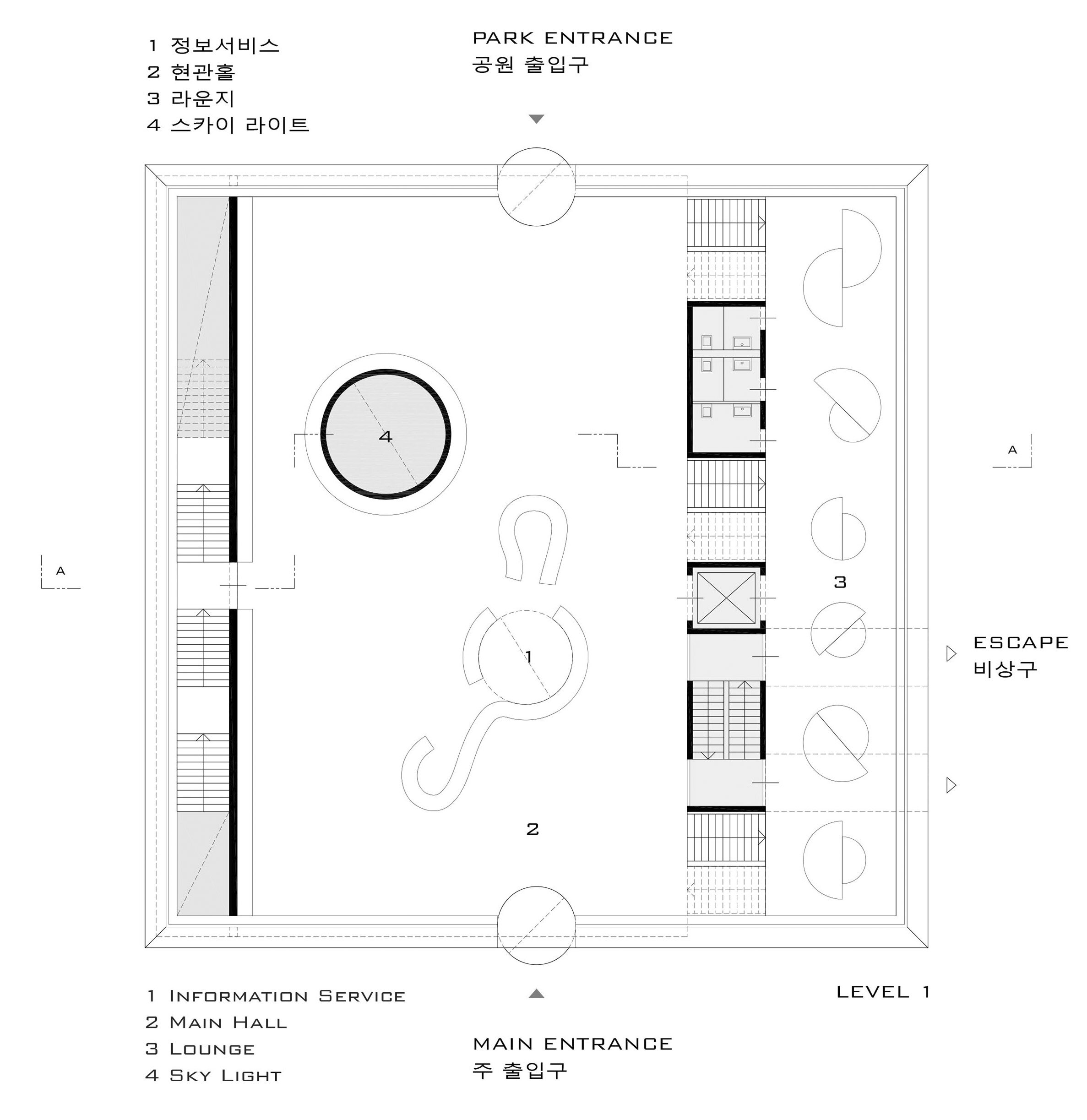 Grundriss EG Daegu Gosan Public Library / Korea