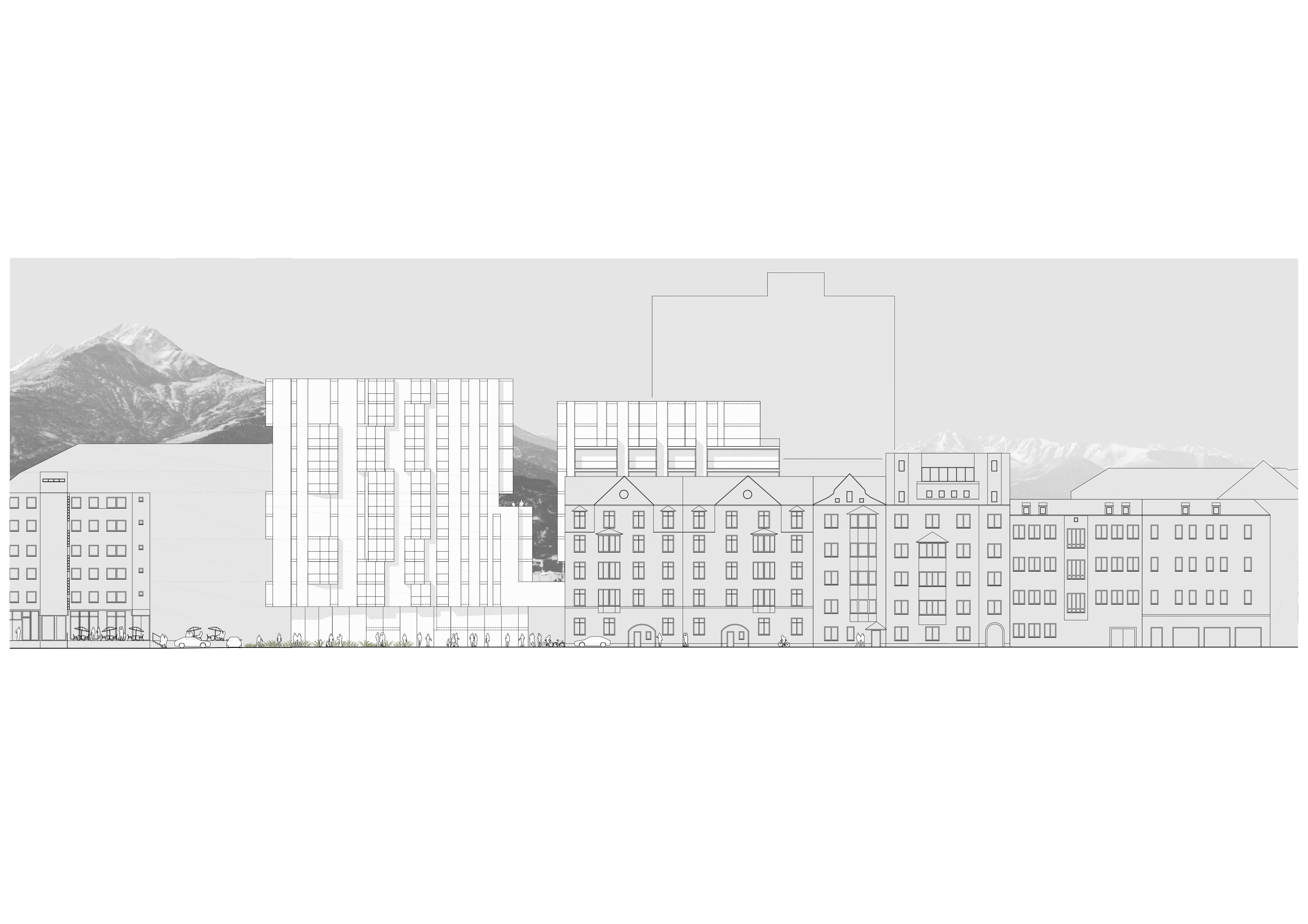 Ansicht Ost Bebauung Amraserstraße - Pradlerstraße / Innsbruck / Tirol